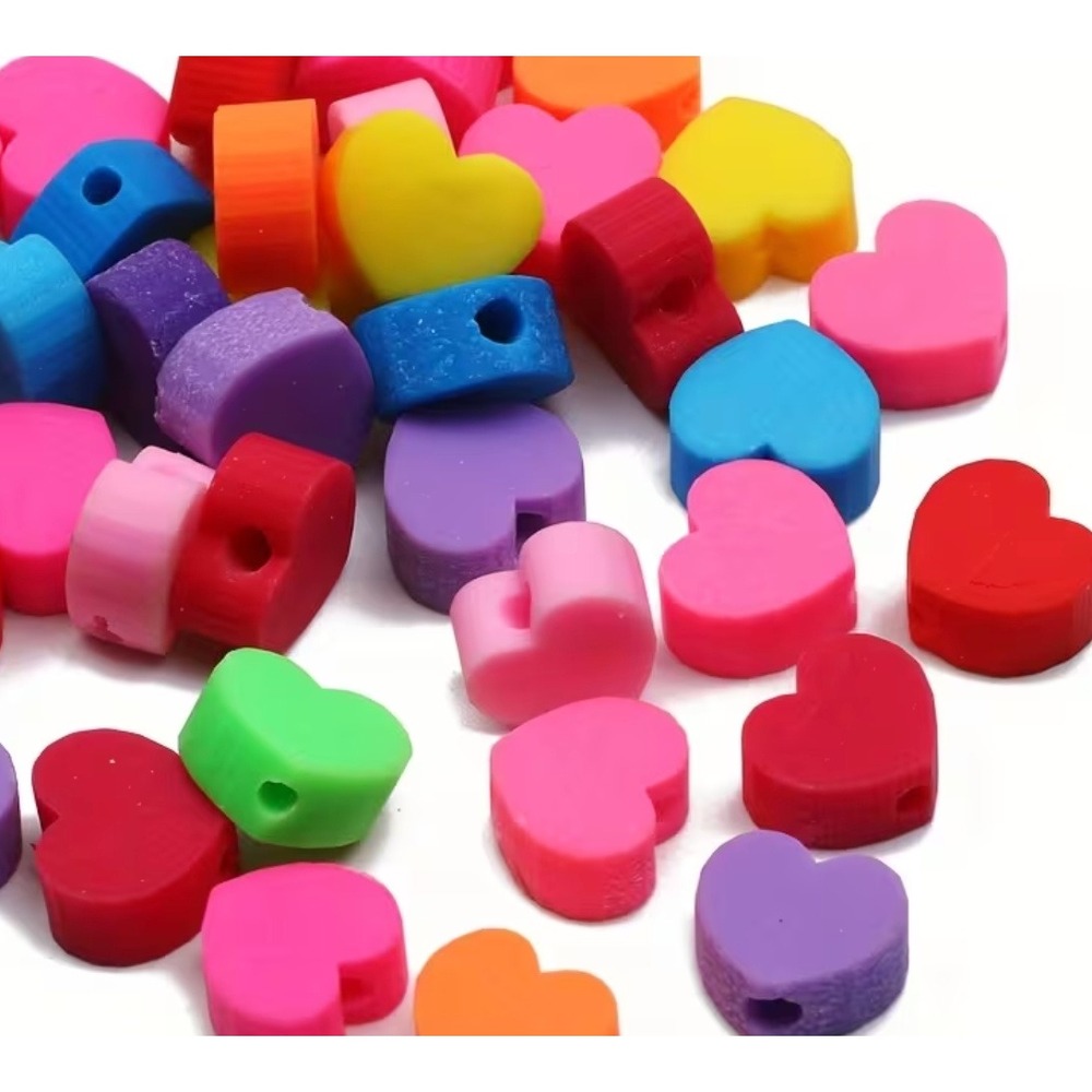 Multicolor Heart Beads Matte Rainbow Spacer Beads for Jewelry Making Craft